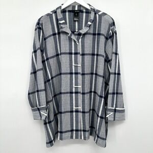 Ali Miles Tunic Top Shirt Size XL Crinkle Stretch 3/4 Sleeves Artsy Boho‎ Grunge